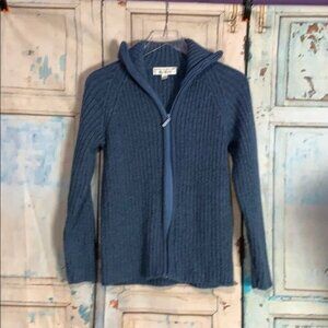 Carolyn Taylor Womans S Blue Full Zip Down Cardigan Sweater